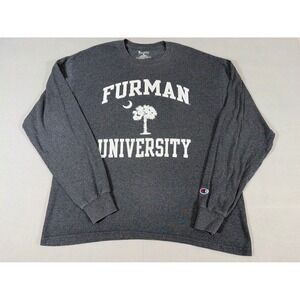 Champion Furman University‎ Long Sleeve T-Shirt Gray XL South Carolina Palmetto